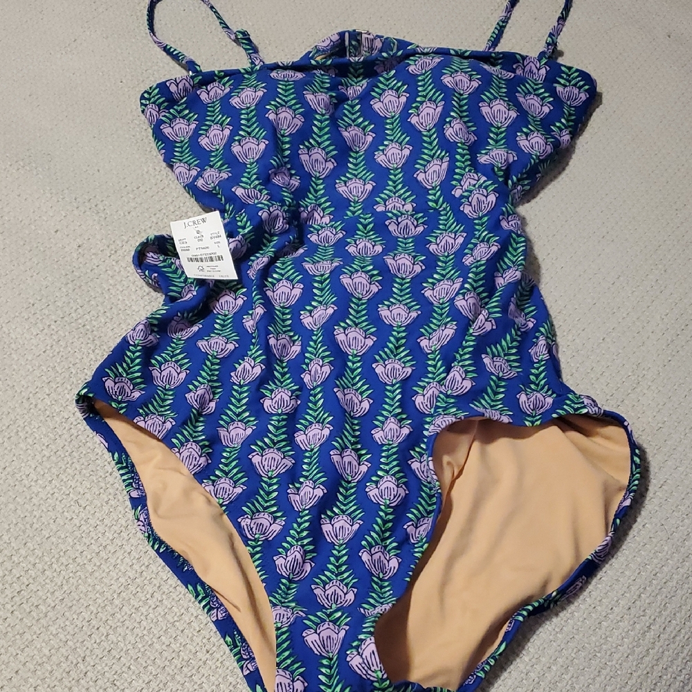 J. Crew Blue and Purple One Piece Swimsuit
